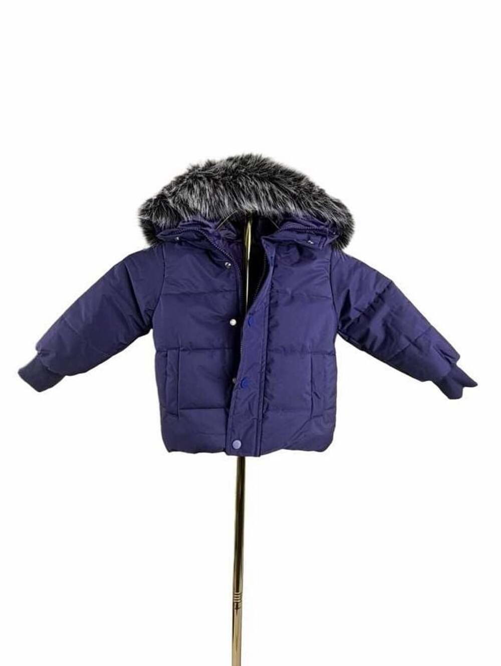 Unbranded Puffer Jacket Size 3Y Purple Faux Fur Hood Winter Coat